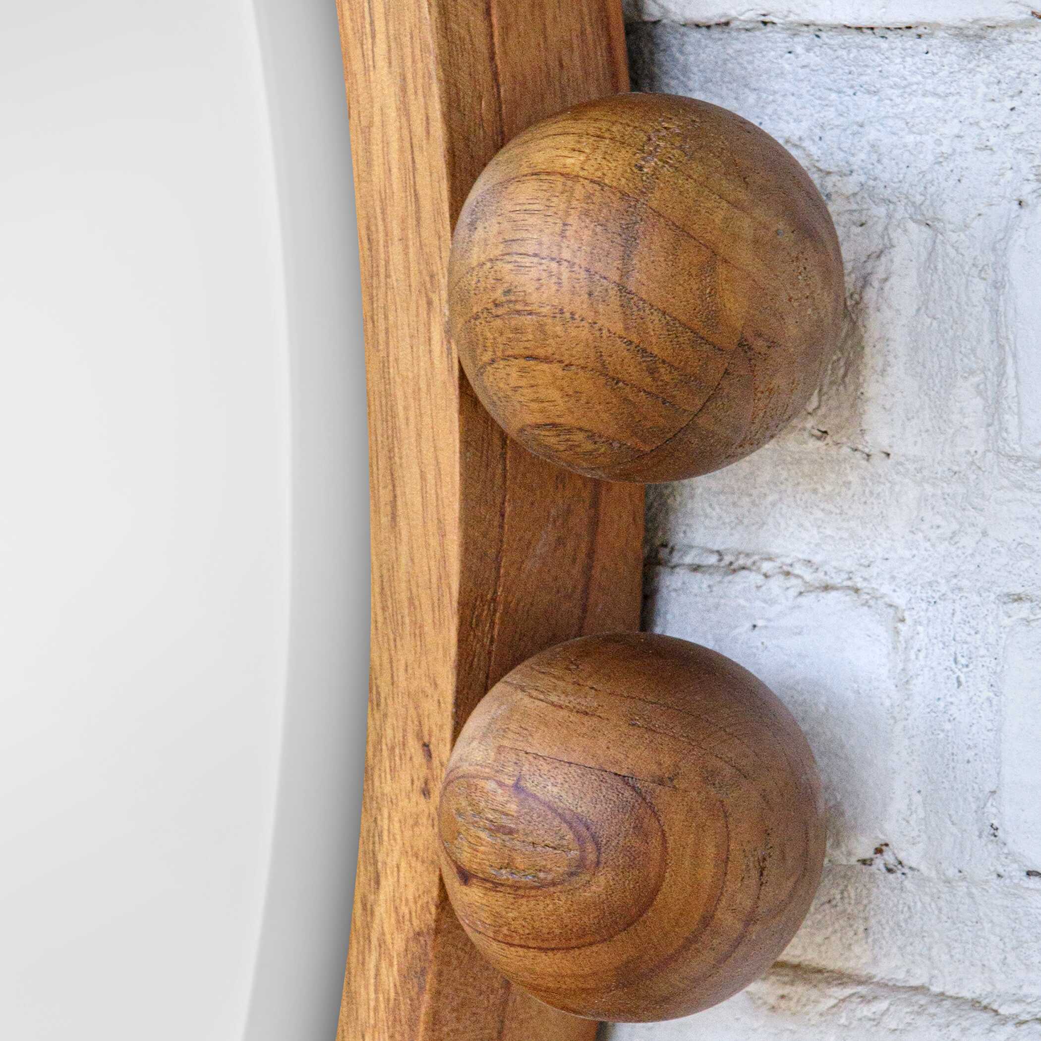 Cyra Wood Beaded Round Mirror large image 