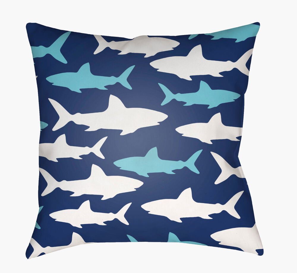 Sharks Accent Pillow, Decorative Pillow by Surya, 18" length x 18" width
