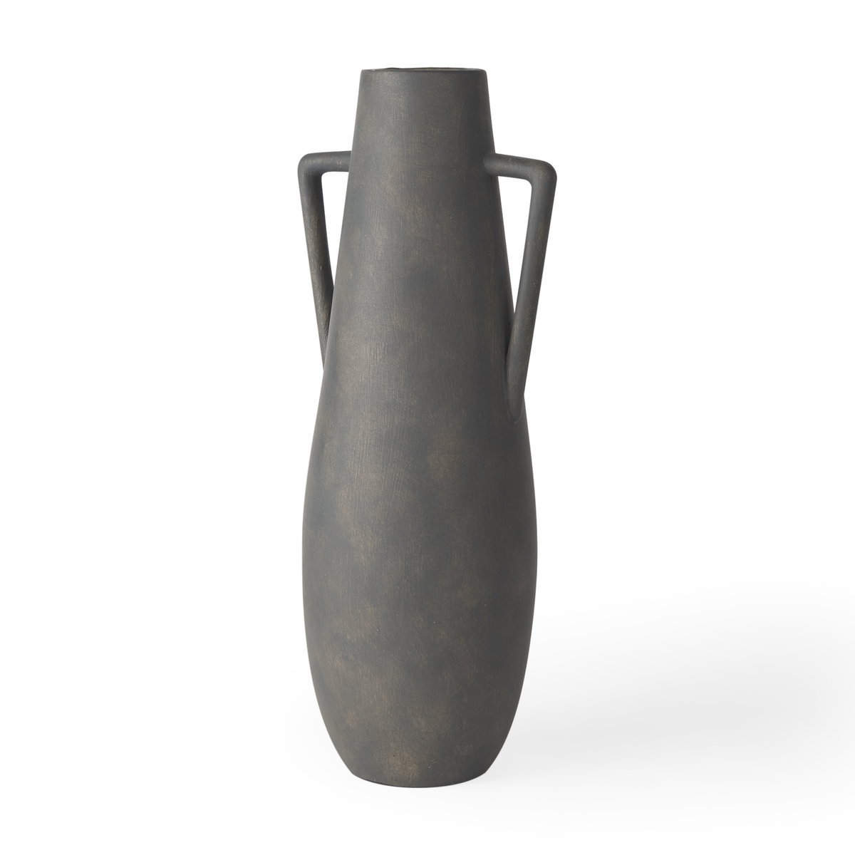 Kilian Tall Matte Brown-Gray Double Ear Vase, by Mercana, 5.91" length x 5.71" width x 16.93" height View 1