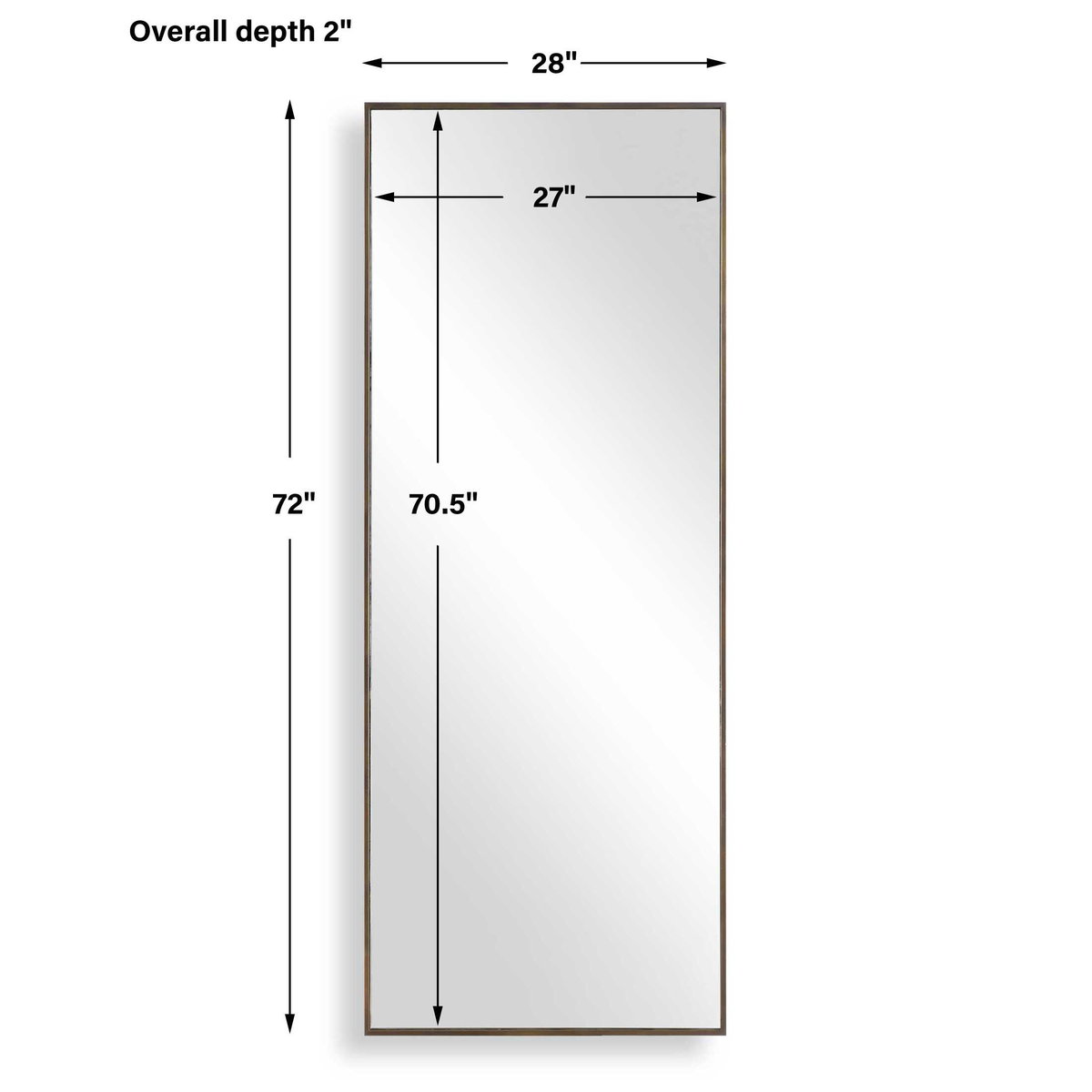 Patterson Bronze Dressing Mirror, Floor Mirror by Uttermost, 28" width x 72" height x 2" depth View 3