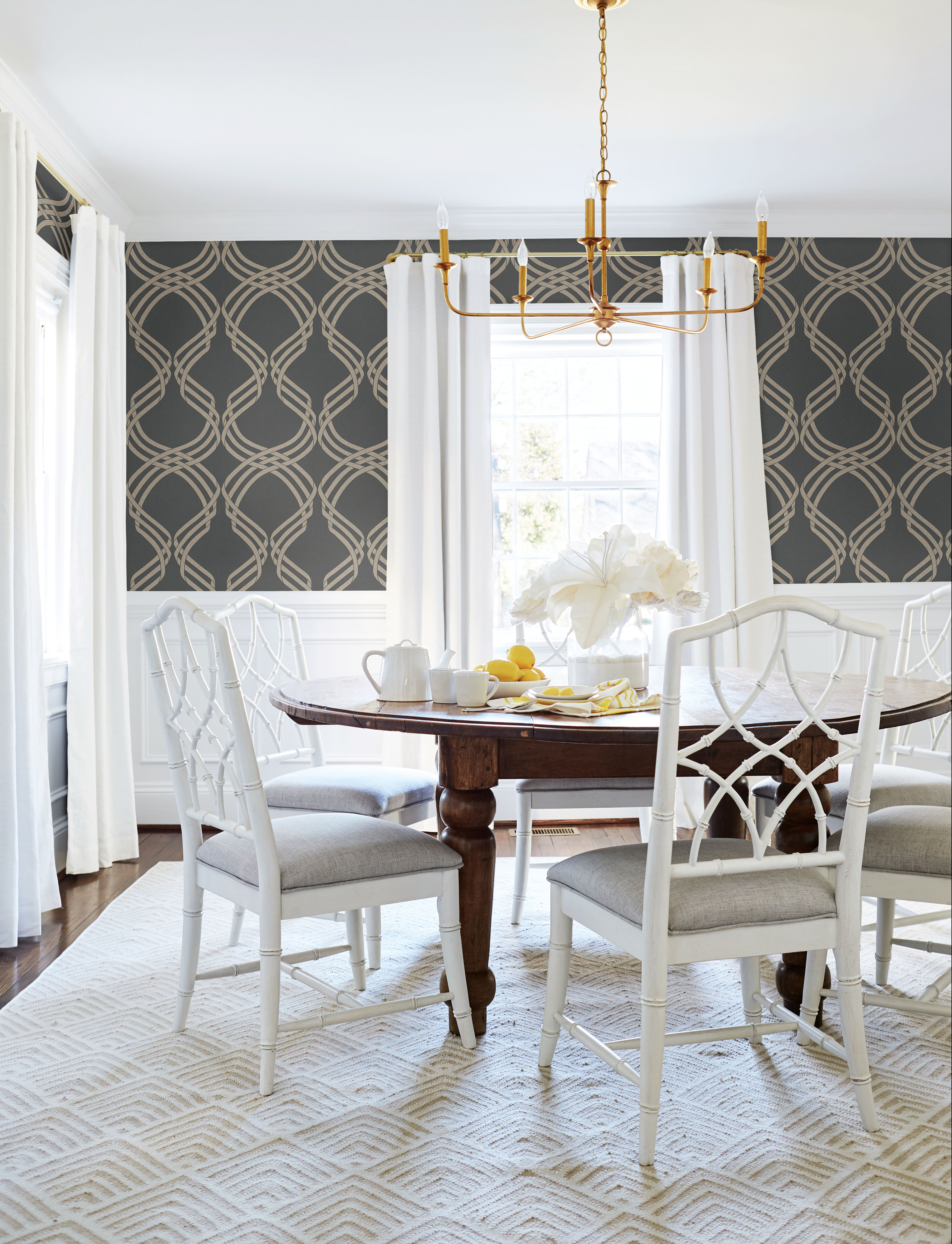 Dante Ribbon Charcoal Metallic Wallpaper large image 