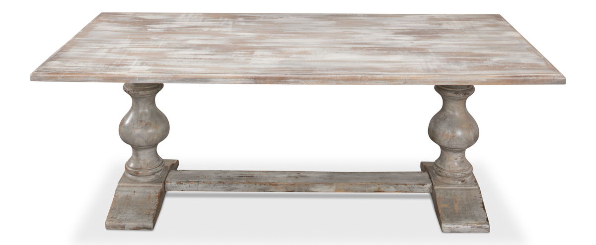 Lionisio Trestle Table  Grey Oak, by Sarreid, 3'5" length x 7' width x 2'6" height View 9