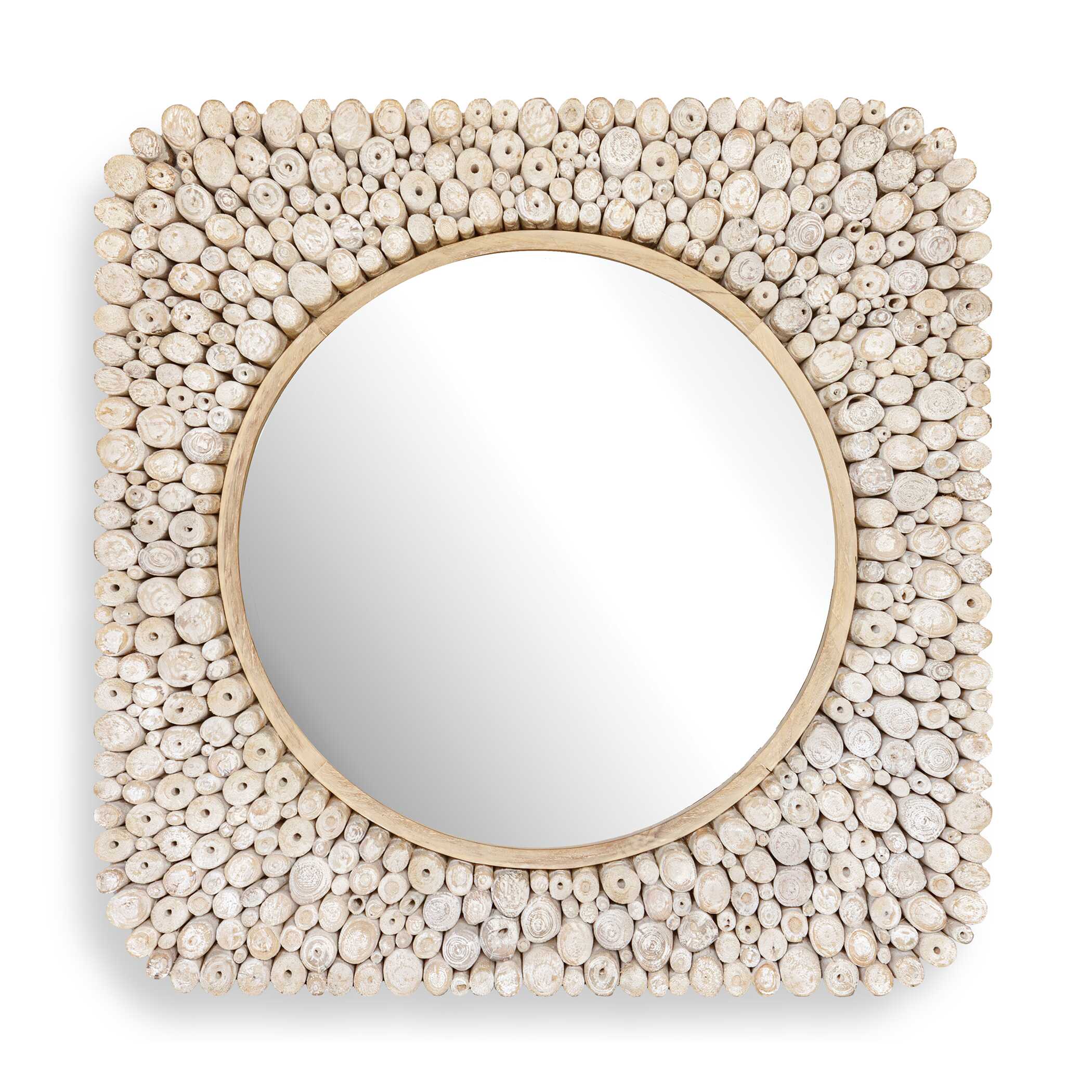 Merak Teak Mosaic Mirror, by Uttermost, 36.25" width x 36.25" height x 1.75" depth View 1