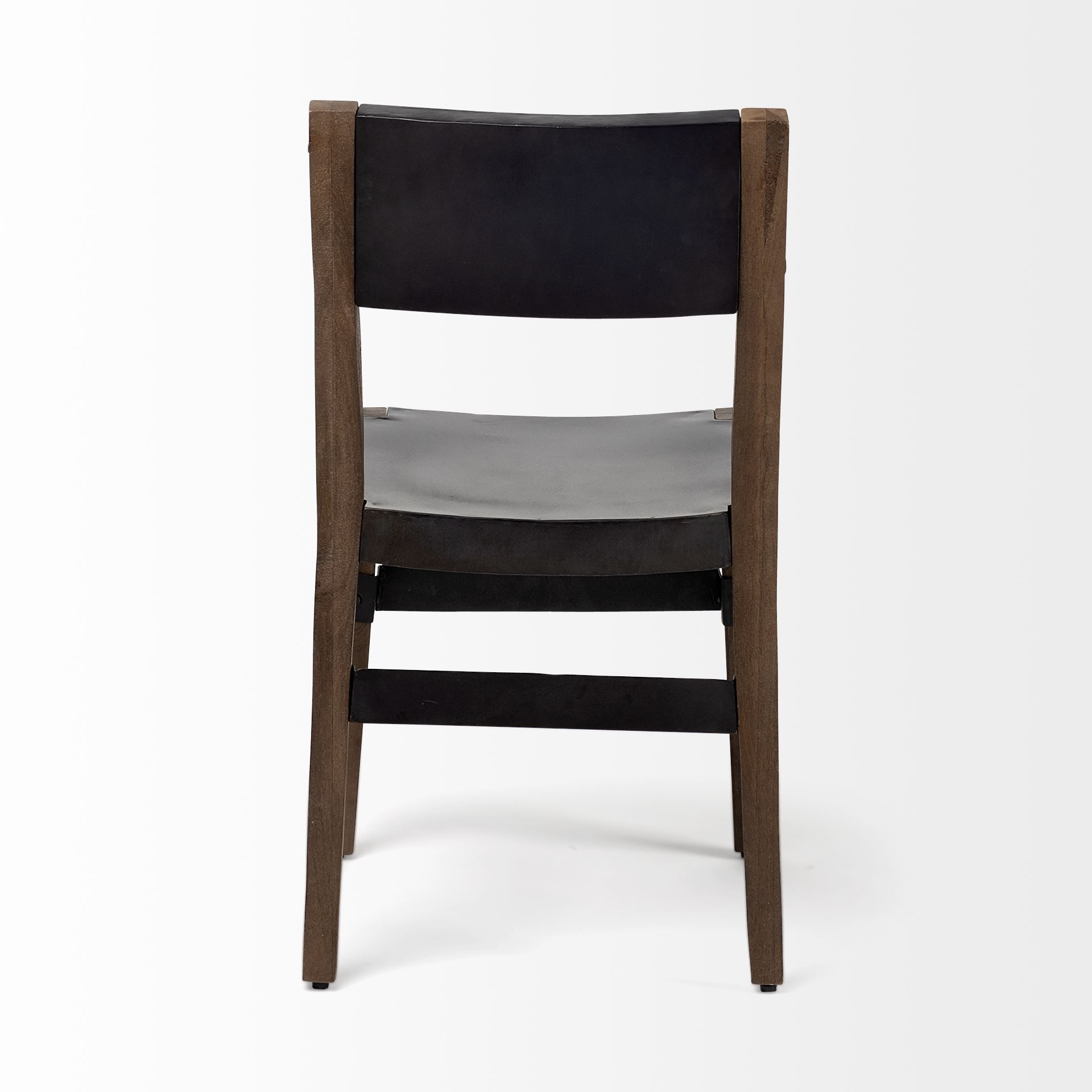 Nell I Black Iron Seat Solid Brown Wooden Base Dining Chair, by Mercana, 19.75" length x 19.5" width x 31" height View 5