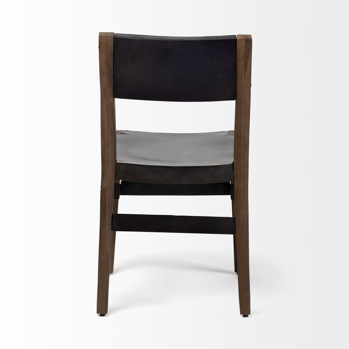 Nell Open Back Dining Side Chair | Black Iron with Brown Wooden, Dining Chair by Mercana, 19.75" length x 19.5" width x 31" height View 5