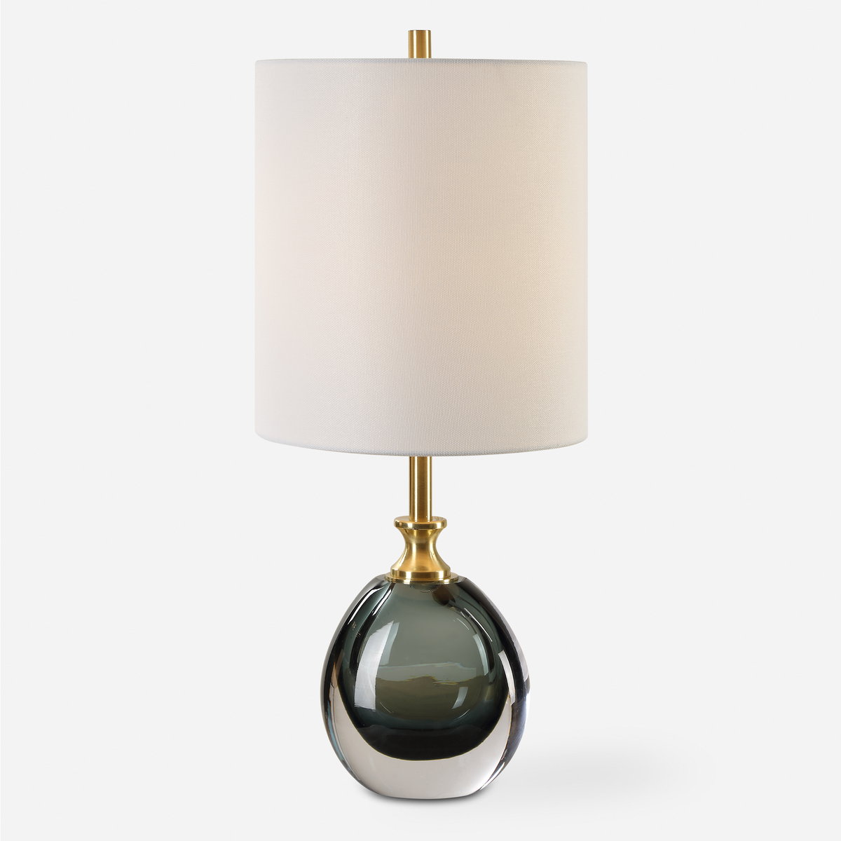 Enigma Teal Blue Glass Buffet Lamp, Table Lamp by Uttermost, 9" width x 20" height x 9" depth View 1