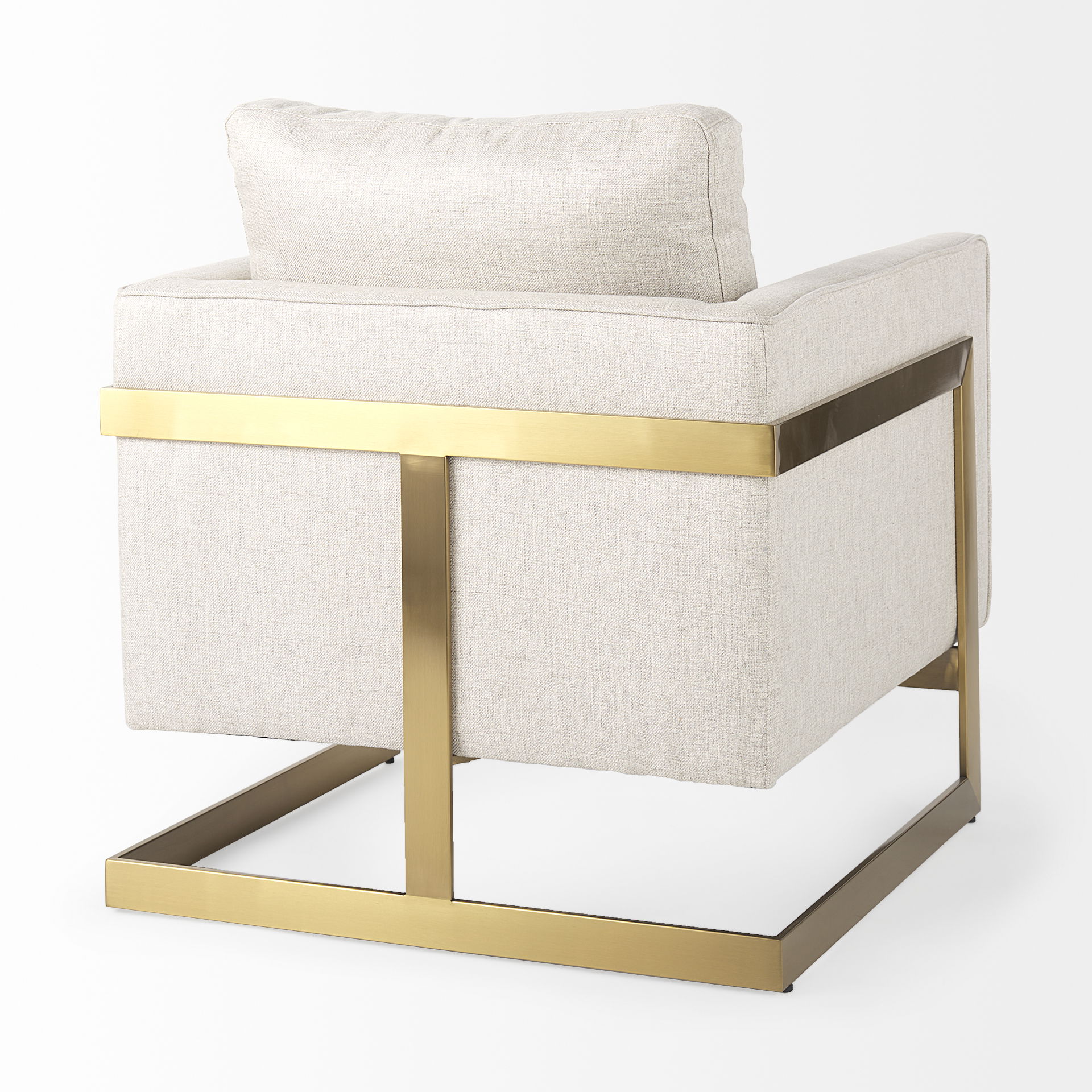 Rupert Cream Poly-Linen Seat with Gold Stainless Steel Frame Accent Chair, by Mercana, 28.5" length x 31" width x 32" height View 10