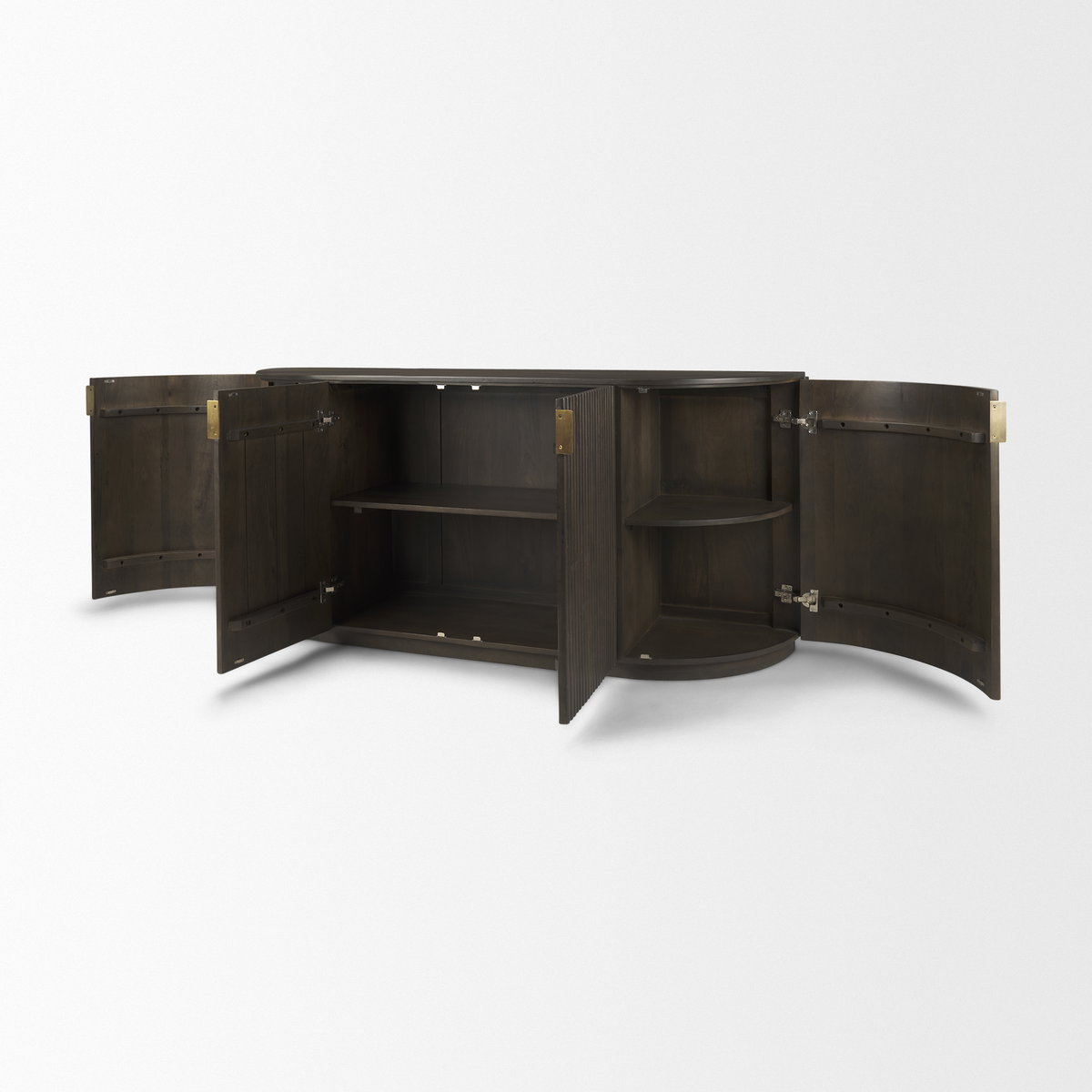 Terra 72L x 18W x 32H Dark Brown Wood Fluted Sideboard, Sideboards & Buffet by Mercana, 72" length x 19" width x 32" height View 9