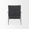 Grosjean Black Leather with Black Metal Frame Accent Chair, by Mercana, 27.56" length x 37.01" width x 34.65" height thumbnail 6