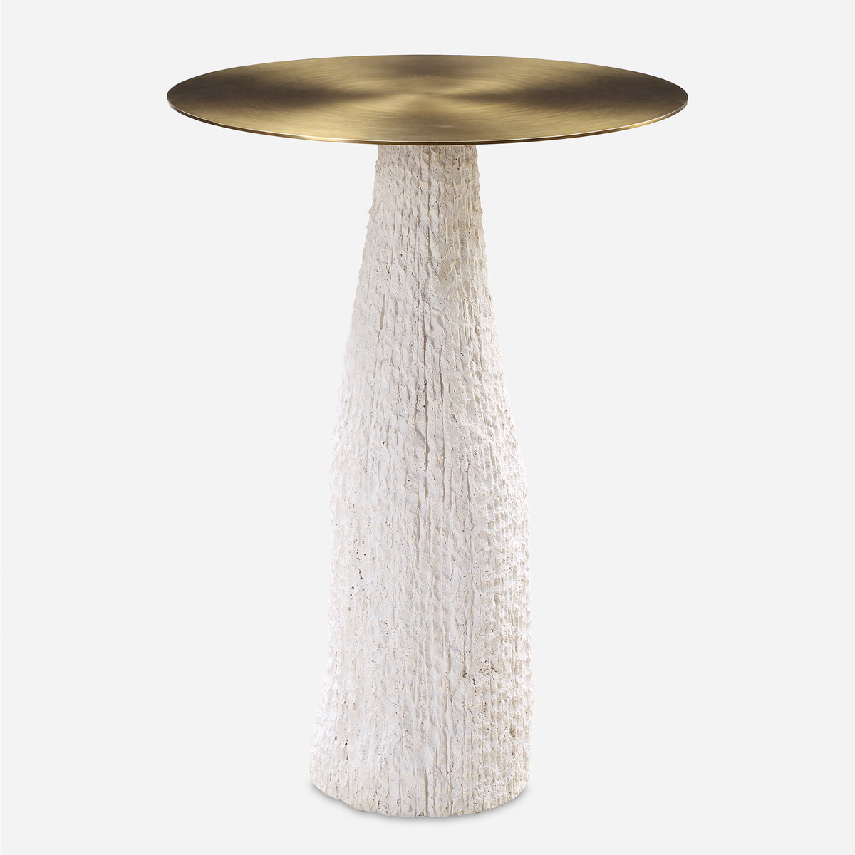 Hollen White Stone Accent Table, Side & End Table by Uttermost, 16" width x 22.5" height x 16" depth View 1