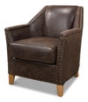 Granville Leather Chair, Seating by Sarreid, 28" length x 28" width x 32" height thumbnail 1