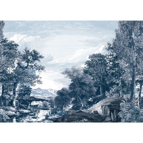 Provincial Scenic Navy Wall Mural