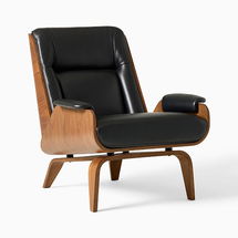 Online Designer Bedroom Paulo Bent Lounge Chair, Parc Leather, Black