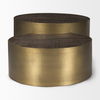 Eclipse Gold Metal Drum Base with Dark Brown Wood Top Nested Coffee Table thumbnail 8
