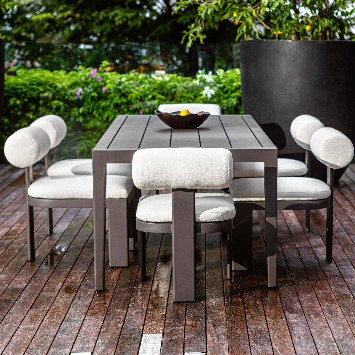 Bolster Back White Outdoor Dining Chair, Outdoor Chair by Uttermost, 1'8" width x 2'7.3" height x 2'4" depth View 4
