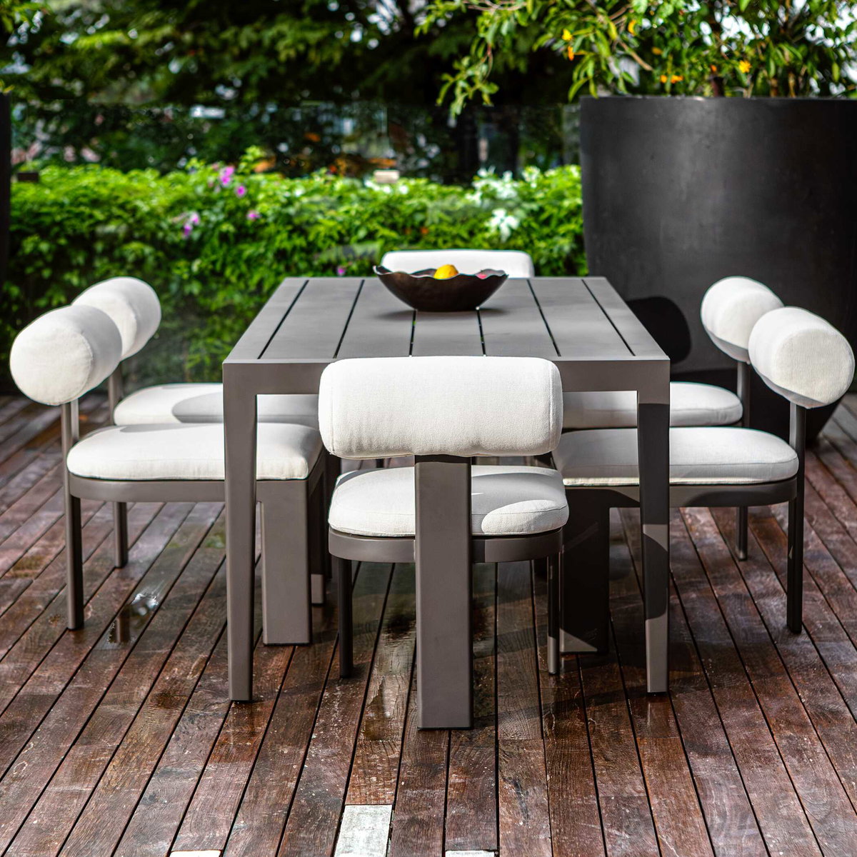 Bolster Back White Outdoor Dining Chair, Outdoor Chair by Uttermost, 1'8" width x 2'7.3" height x 2'4" depth View 4