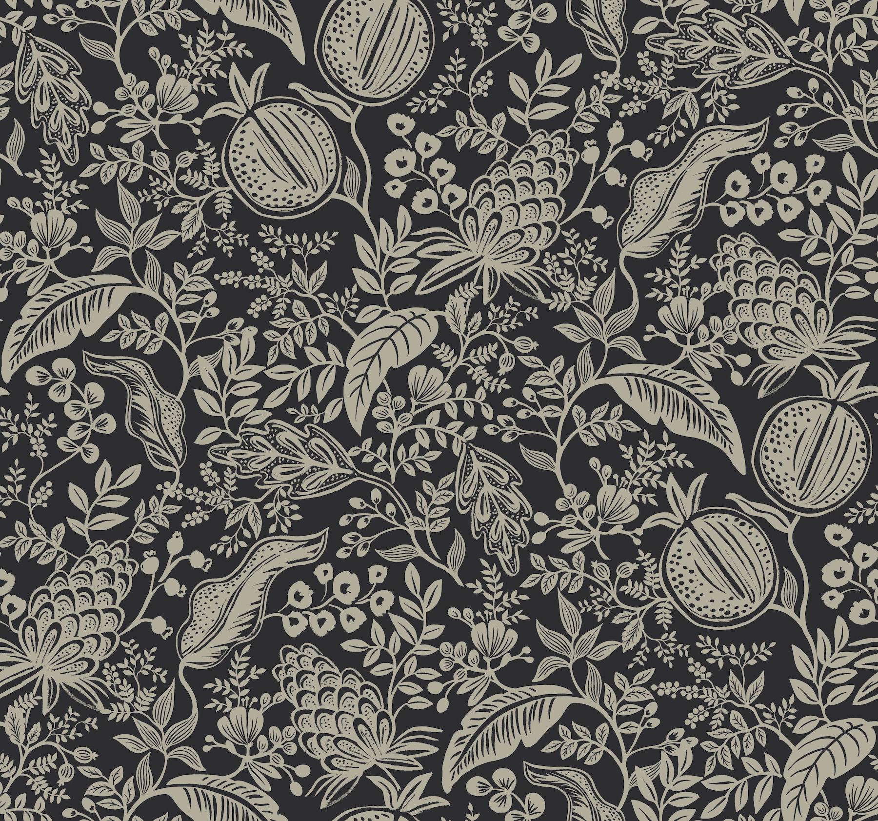 Pomegranate Black Wallpaper, by York Wall, 27' length x 2'3" width x 0.02" depth View 1
