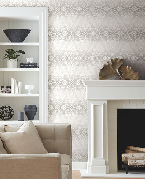 Tudor Diamond Damask Grey Wallpaper
