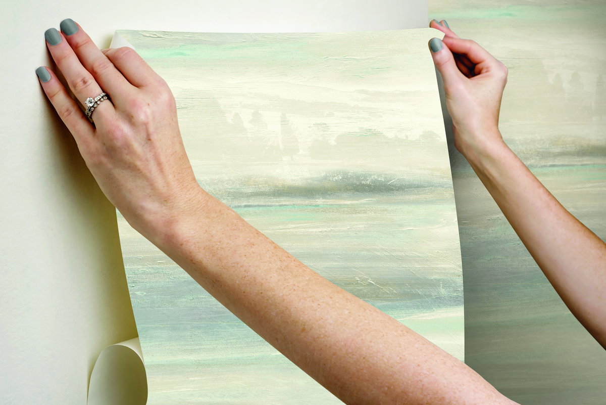 Soothing Mists Scenic Blue & Beige Peel & Stick Wallpaper, by York Wall, 20' length x 2'3" width x 0.02" depth View 6