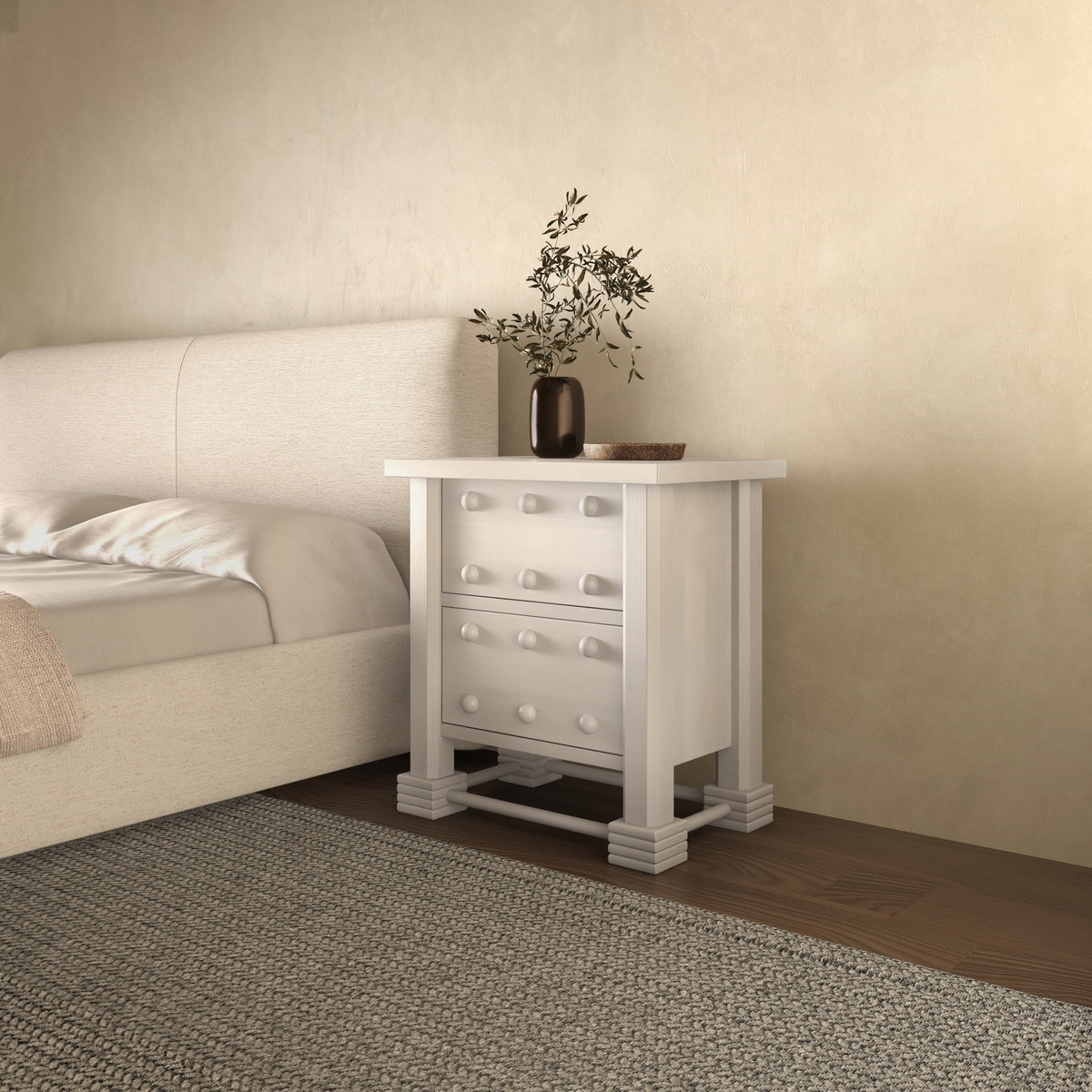 Clement Nightstand Whitewashed, by Moe's Home, 28" width x 30" height x 19" depth View 10