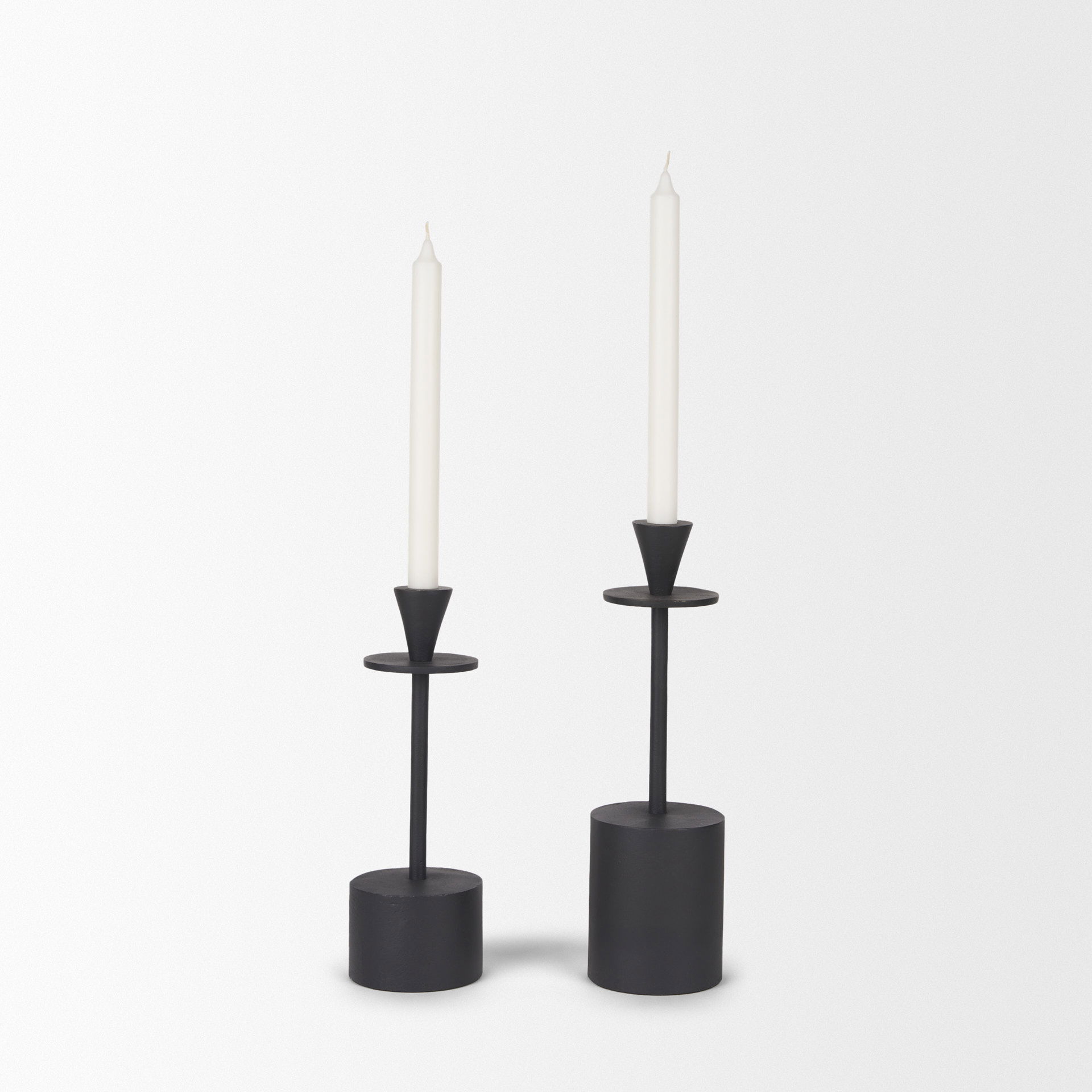 Petria Matte Black Textured Metal Taper Candle Holders large image 