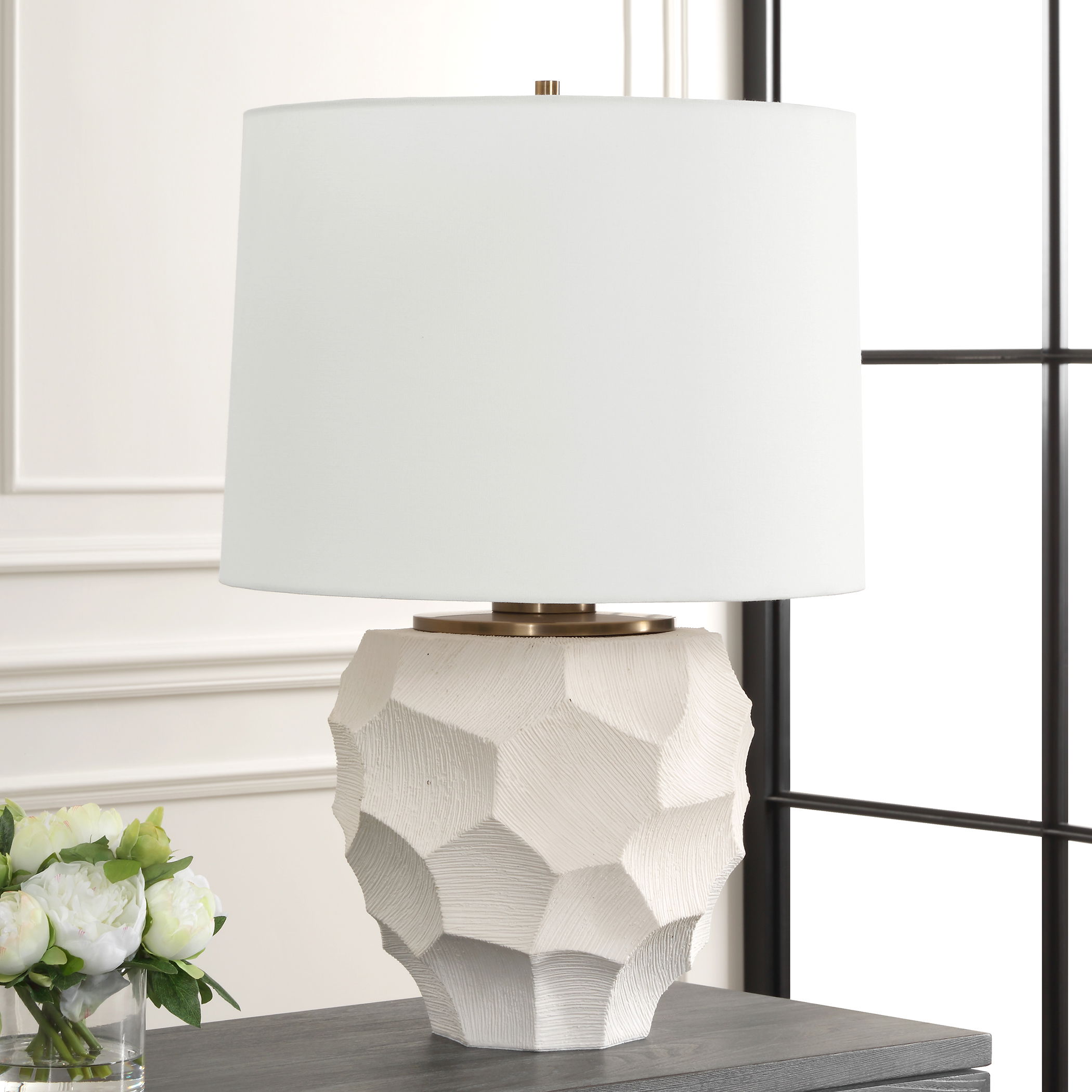 On Edge Chalk White Table Lamp large image 