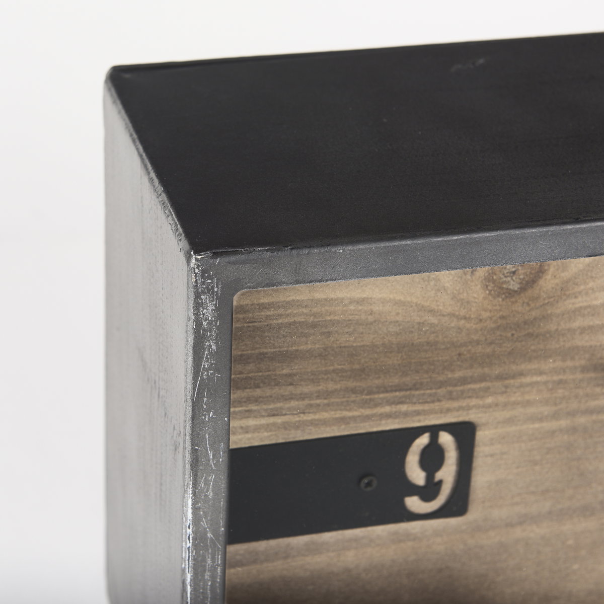 Harvey  Black Metal and Wood Rectangular Table Clock, by Mercana, 12.99" length x 4.53" width x 8.07" height View 10