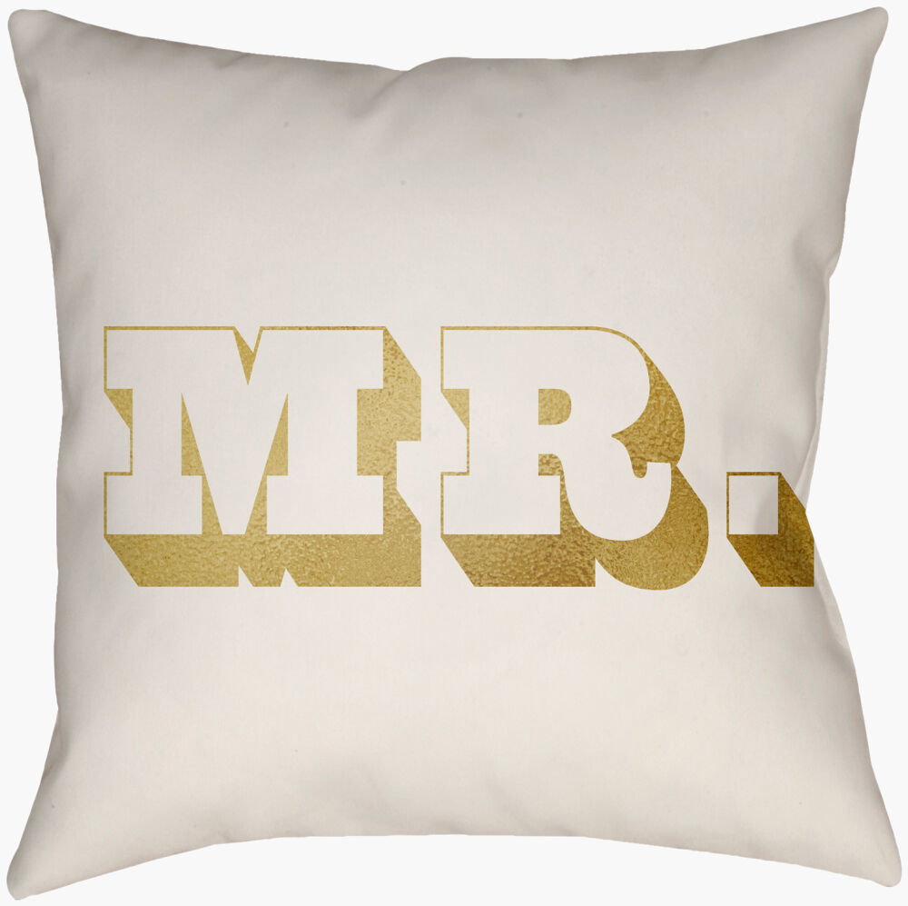 Mr & Mrs Accent Pillow, Decorative Pillow by Surya, 18" length x 18" width