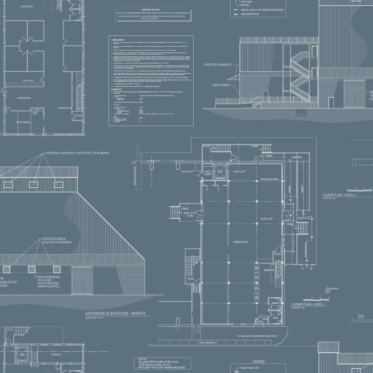 The Market Blue & White Wallpaper, by York Wall, 33' length x 1'8.5" width x 0.02" depth