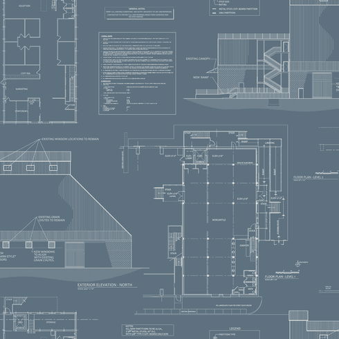 The Market Blue & White Wallpaper