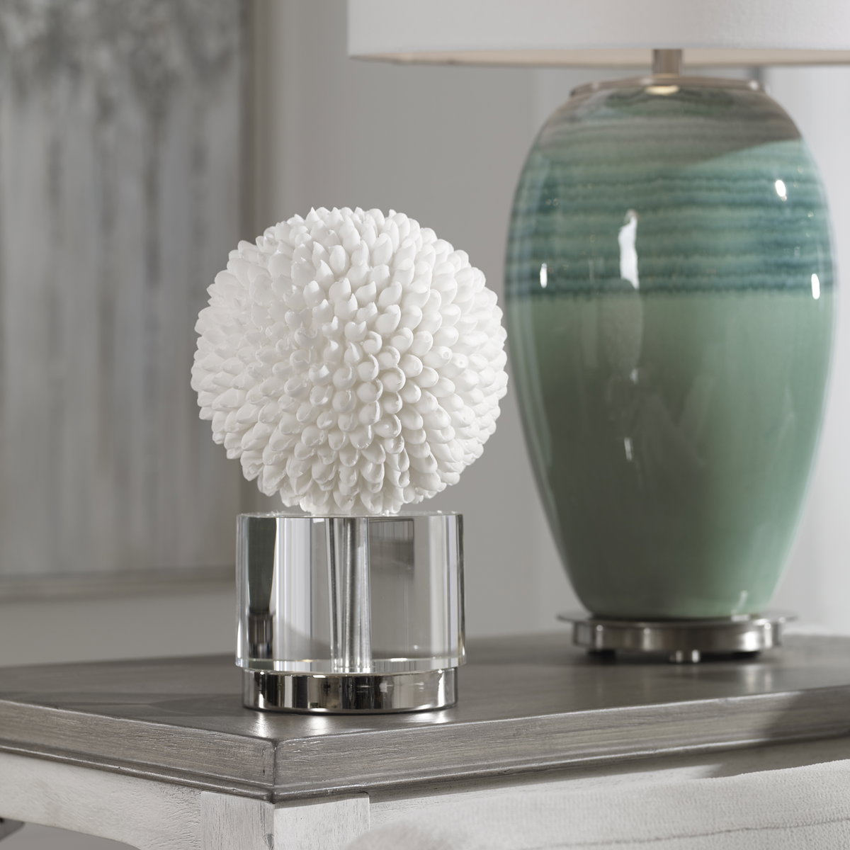 Cascara White Sculpture, Decorative by Uttermost, 6.37" width x 10" height x 6.37" depth View 2