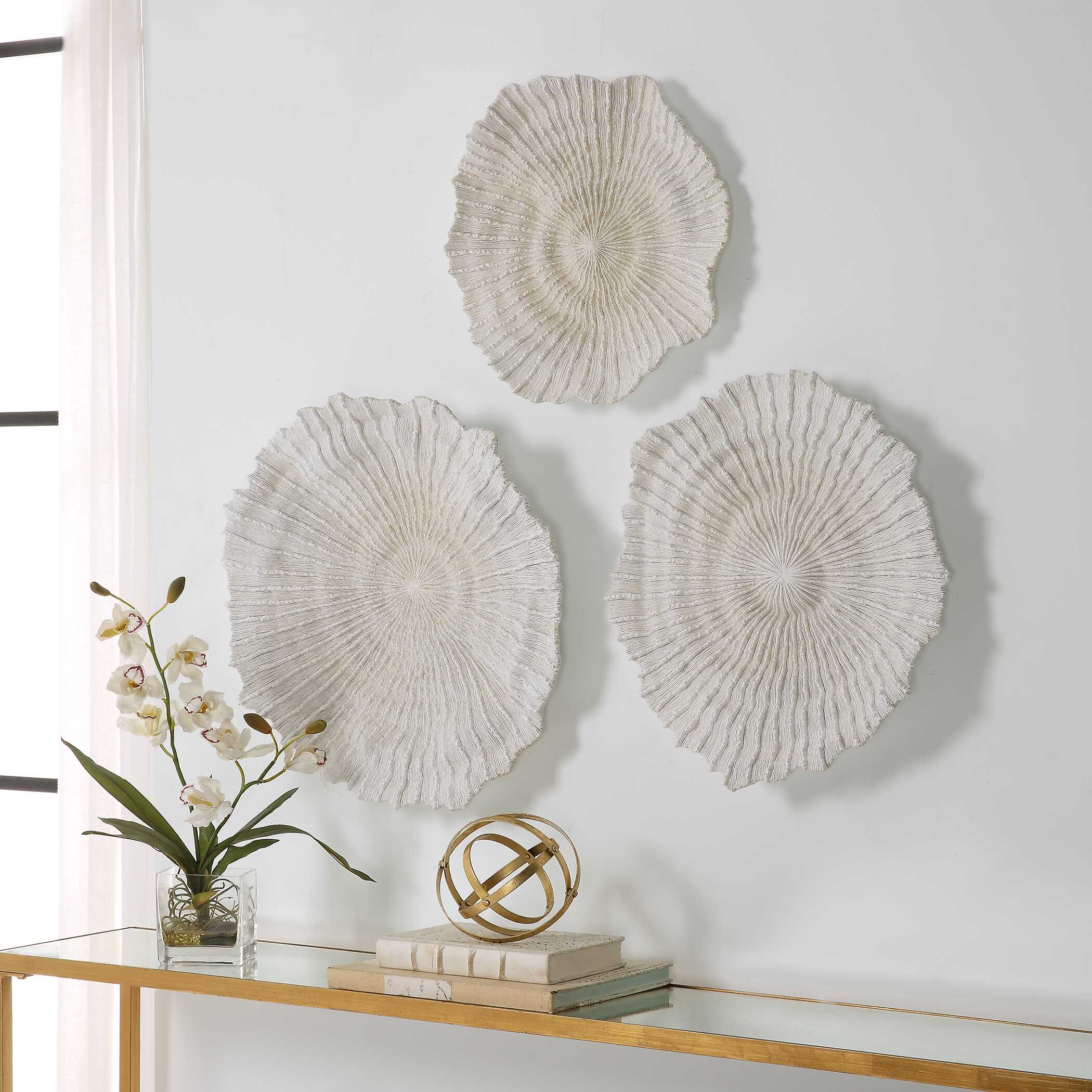 Ocean Gems Coral Wall Decor Set/3, Sculptural Wall Art by Uttermost, 21.75" width x 20.5" height x 3.5" depth View 4