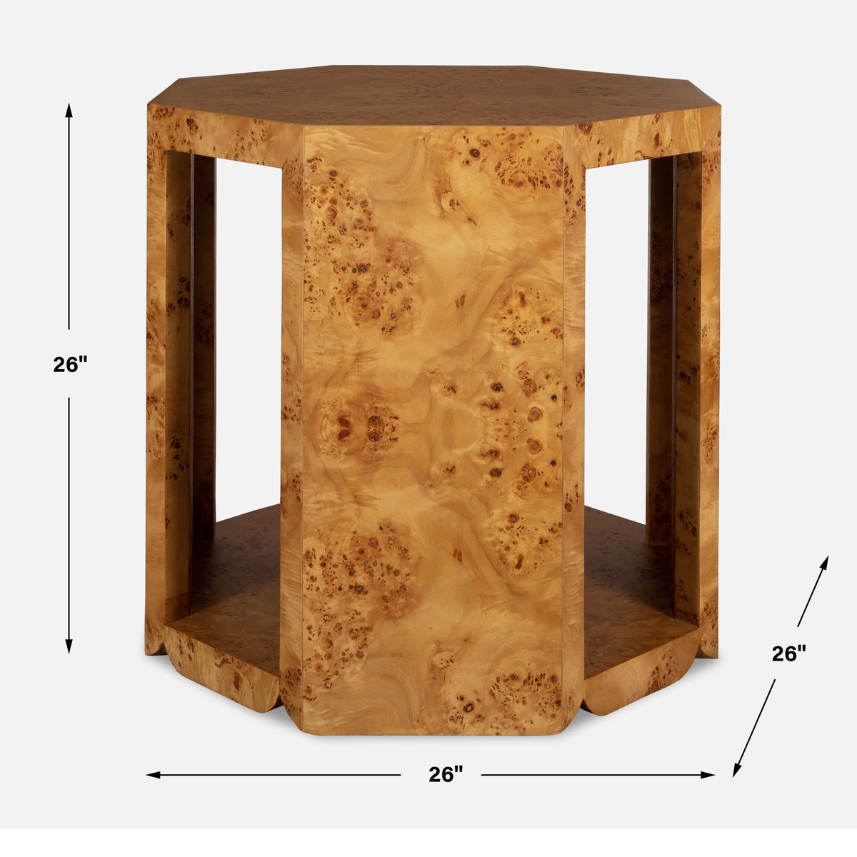 Indus Burl Side Table, Side & End Table by Uttermost, 26" width x 26" height x 26" depth View 3