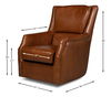 Baker Leather Swivel Chair,Havana Lthr, Seating by Sarreid, 31" length x 38" width x 38" height thumbnail 15