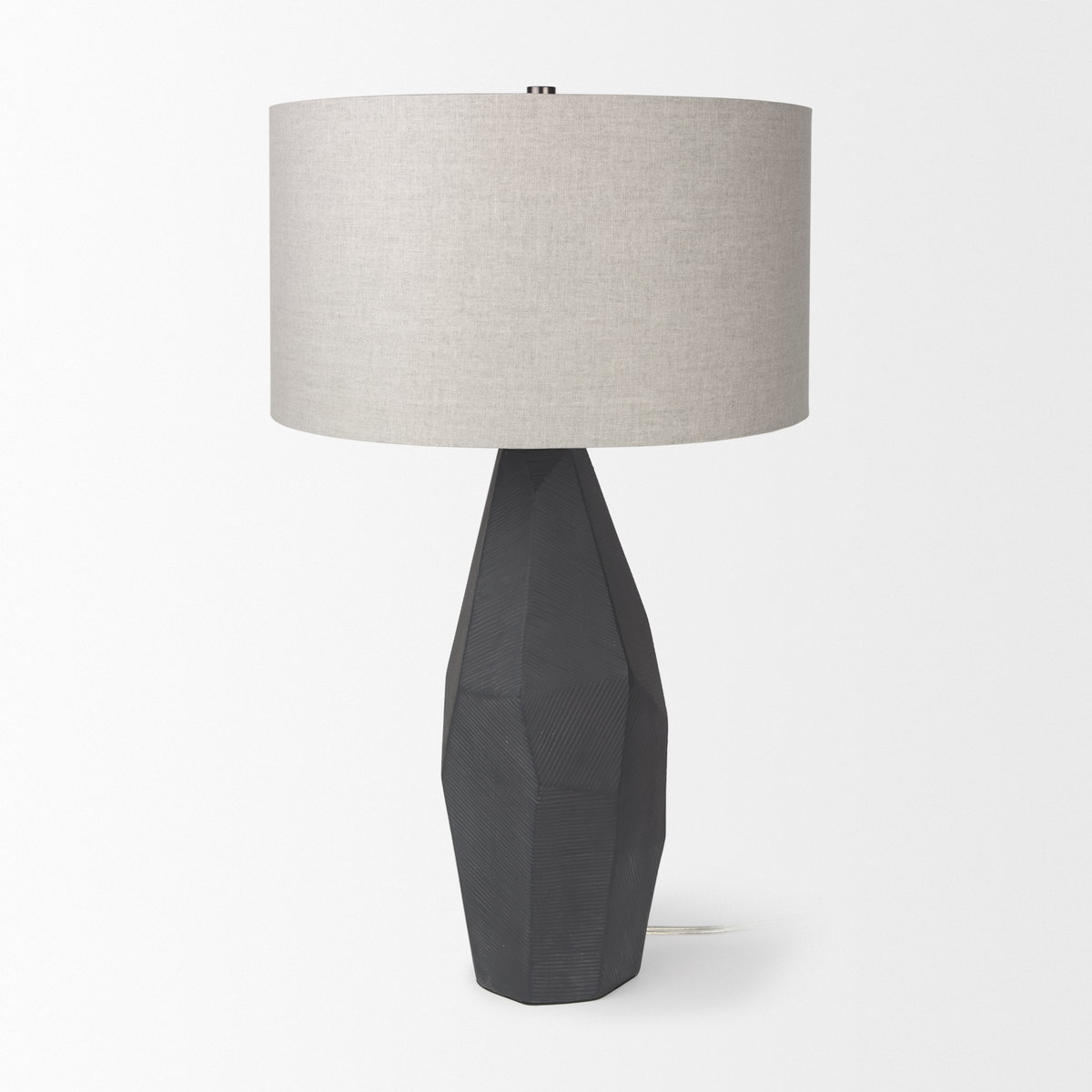 Piven Black with Gray Wash Textured Ceramic Table Lamp, by Mercana, 18" length x 18" width x 29.5" height View 5