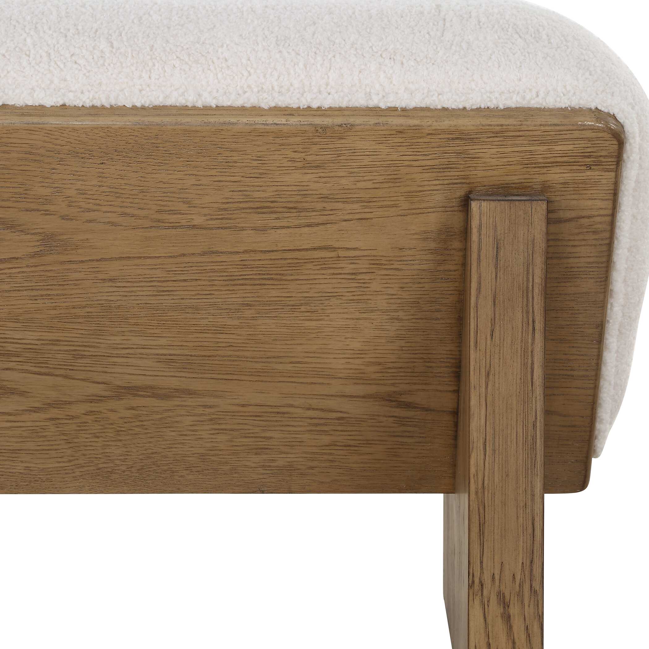 Wedged Ivory Fabric Bench, Furniture by Uttermost, 59" width x 17" height x 19" depth View 8