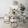 Faye 48'L x 48'W Square Dining Table | Modern | Beige Wood & Antique Gold Metal | Seats 4, by Mercana, 48" length x 48" width x 30" height thumbnail 2
