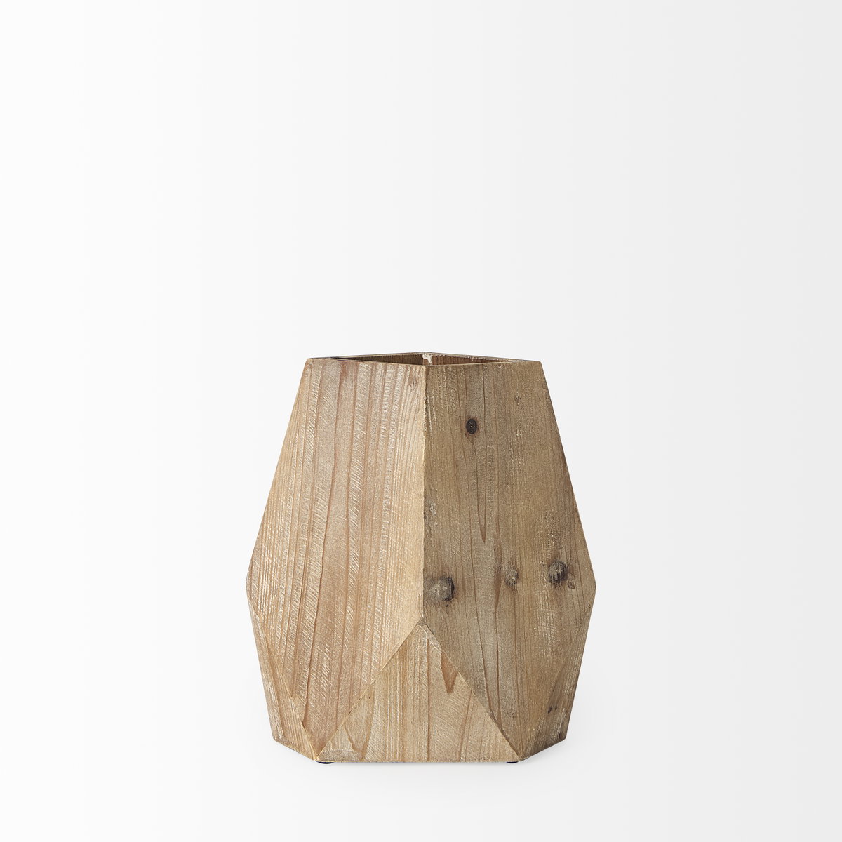 Allen III Tall Natural Wooden Base Oval Vase, by Mercana, 10.63" length x 6.3" width x 11.3" height View 3