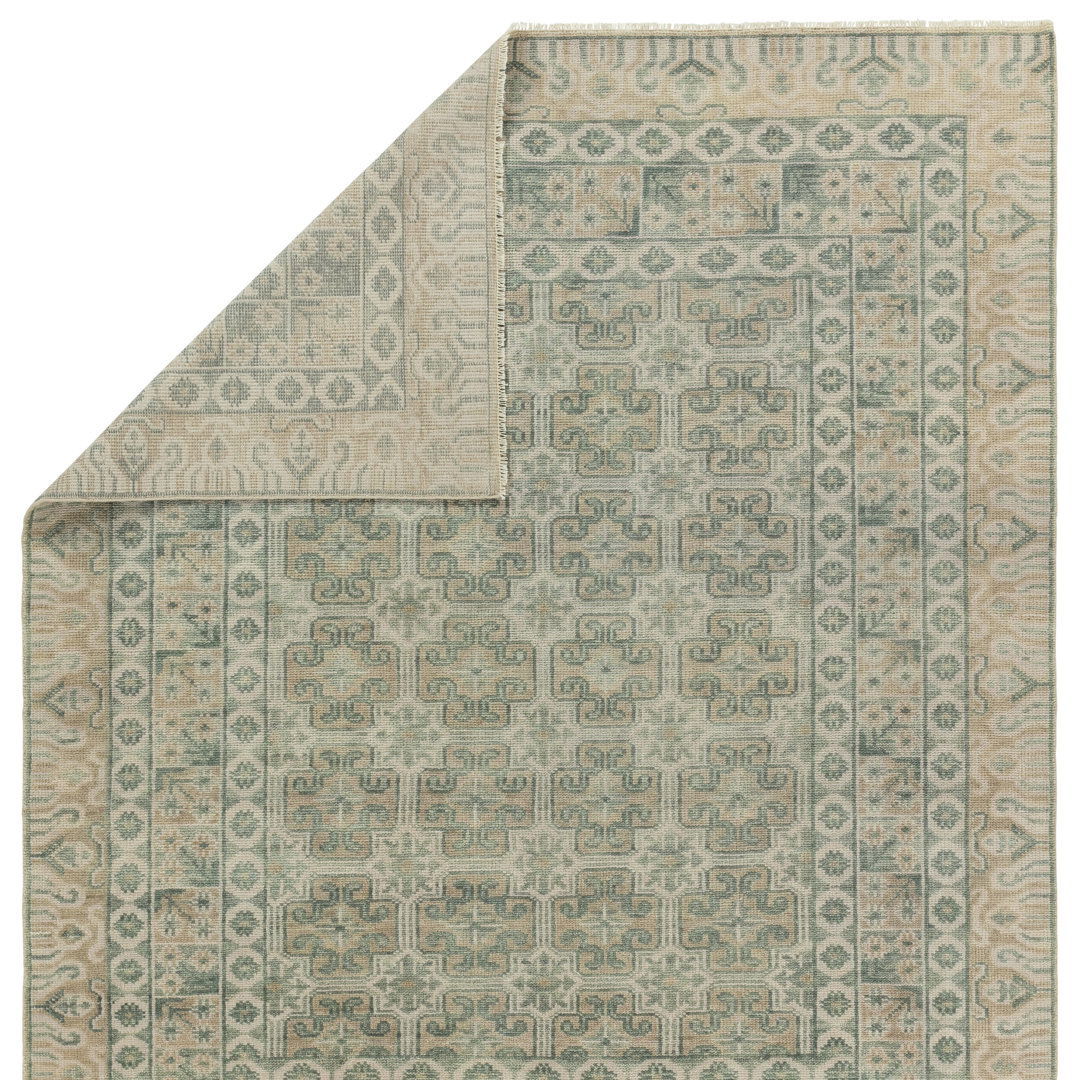 Jaipur Living Stage SLN19 Handknotted Medallion Green and White Area Rug (9'x12') large image 