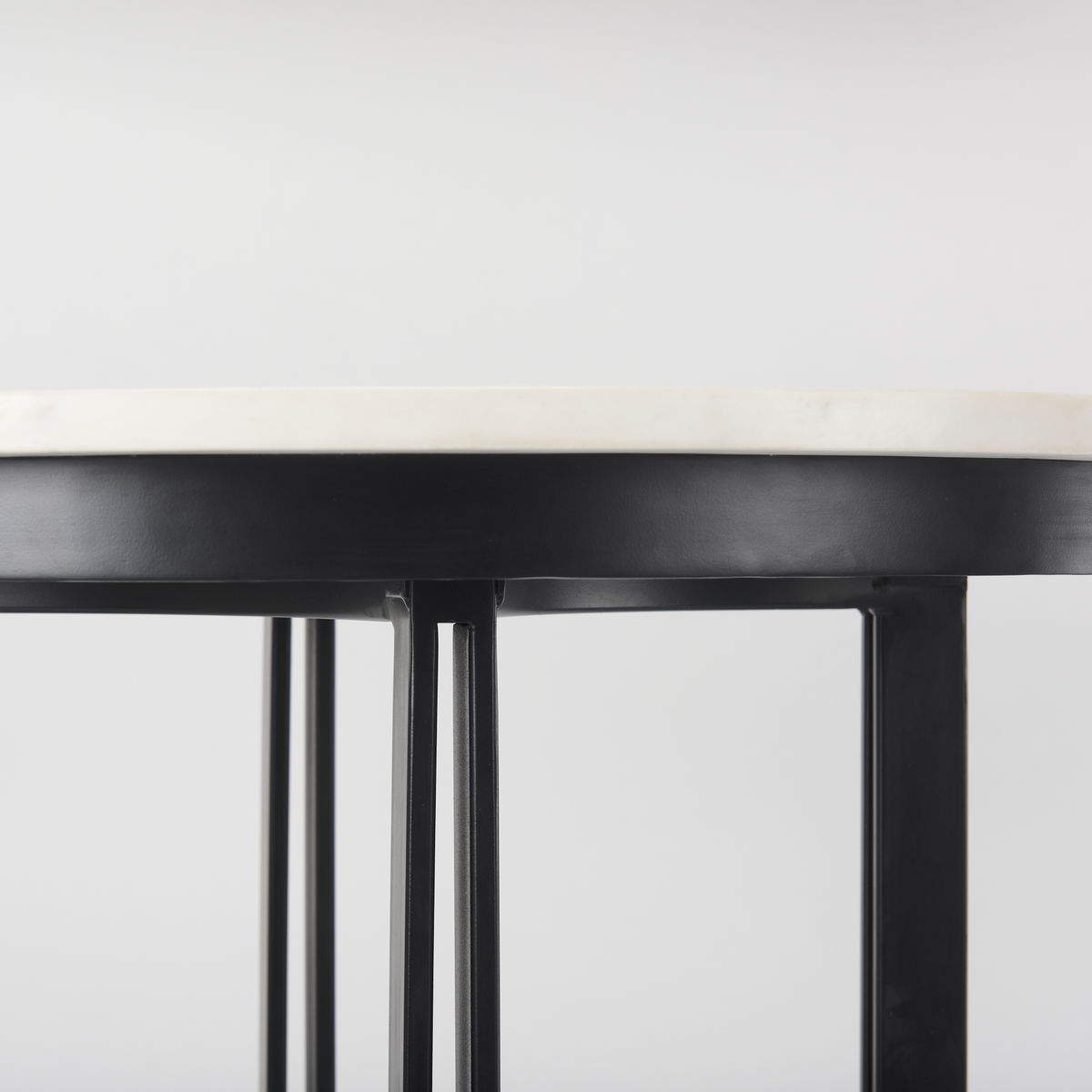 Tanner 32'L x 32'W Pedestal Dining Table | White Marble & Black Metal | Seats 2, by Mercana, 32" length x 32" width x 36" height View 6