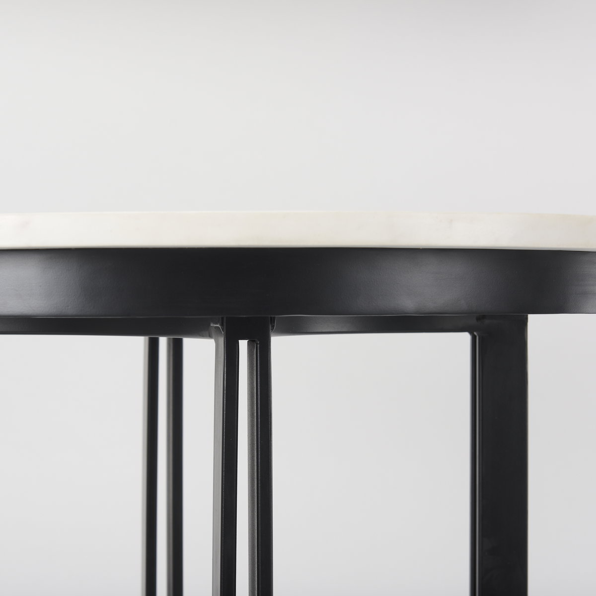 Tanner 32'L x 32'W Pedestal Dining Table | White Marble & Black Metal | Seats 2, by Mercana, 32" length x 32" width x 36" height View 6