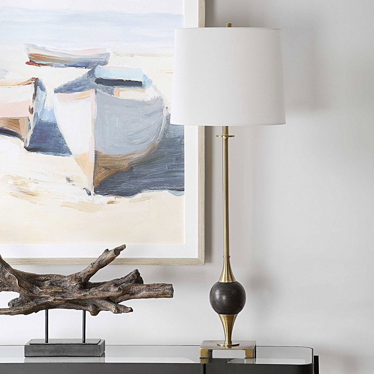 Dempsey Marble Buffet Lamp, Table Lamp by Uttermost, 12" width x 35" height x 12" depth View 4