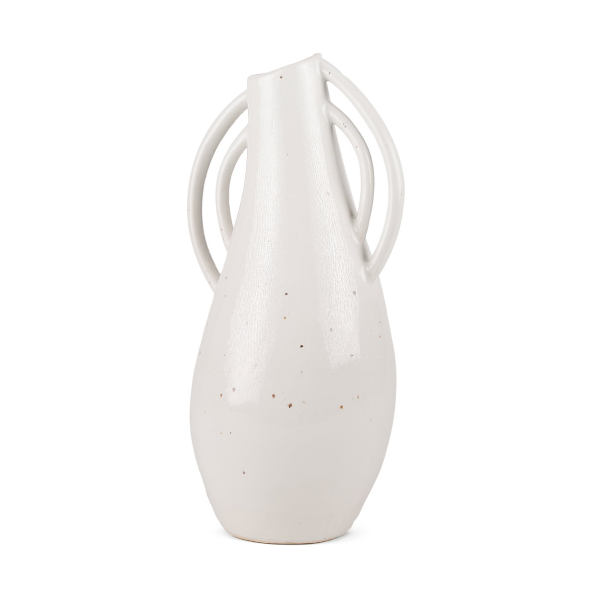 Urvi Tall Off White Speckled Asymmetrical Ceramic Vase, by Mercana, 7.09" length x 5.91" width x 13.98" height View 1