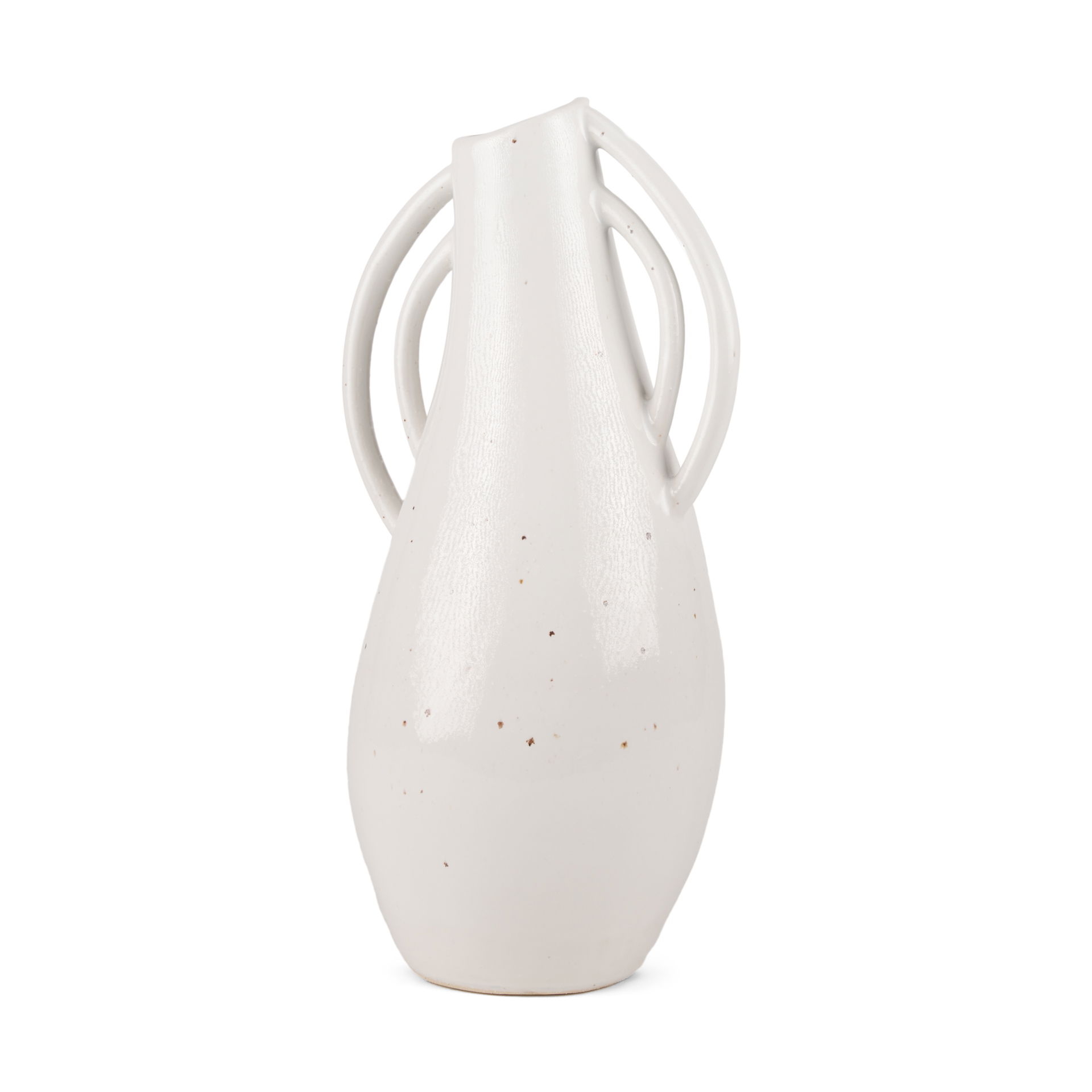 Urvi Tall Off White Speckled Asymmetrical Ceramic Vase large image 
