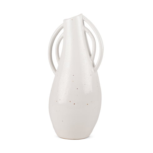 Urvi Tall Off White Speckled Asymmetrical Ceramic Vase