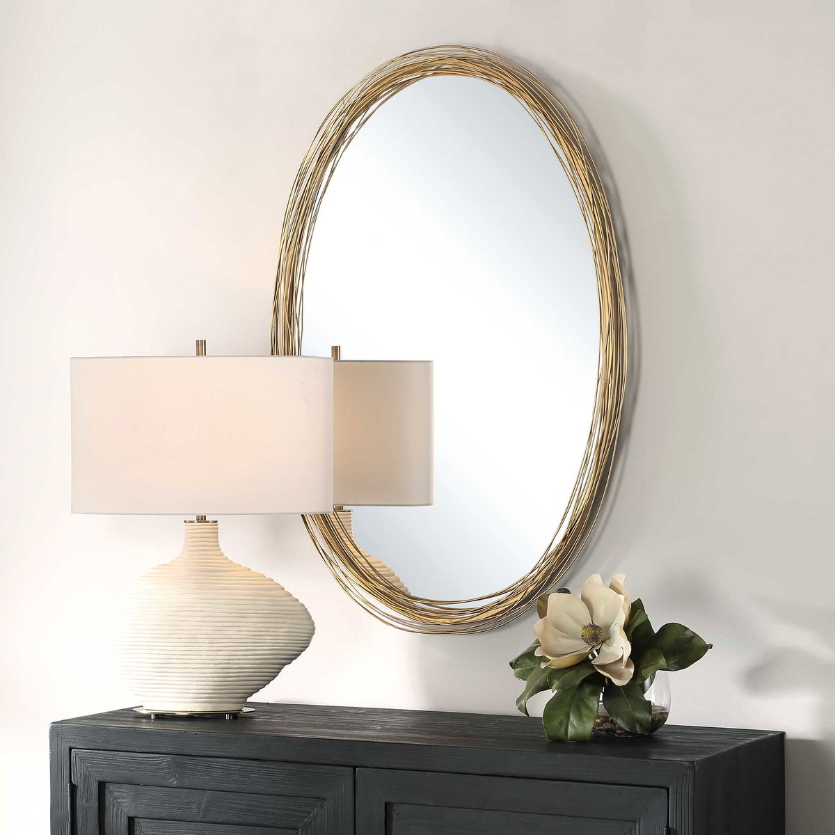 Gillian Oval Mirror, by Uttermost, 26" width x 38.75" height x 1.25" depth View 4