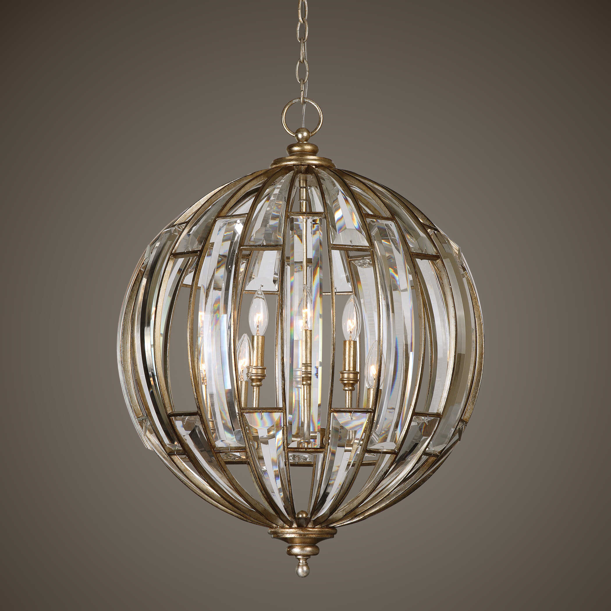 Vicentina 6 Light Sphere Pendant, Ceiling Light by Uttermost, 28.75" height x 22" diameter View 3