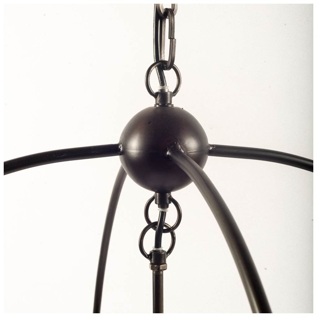 Penhill (25'x24') Black and Wooden Three Bulb Chandelier, by Mercana, 25" length x 25" width x 24" height View 4