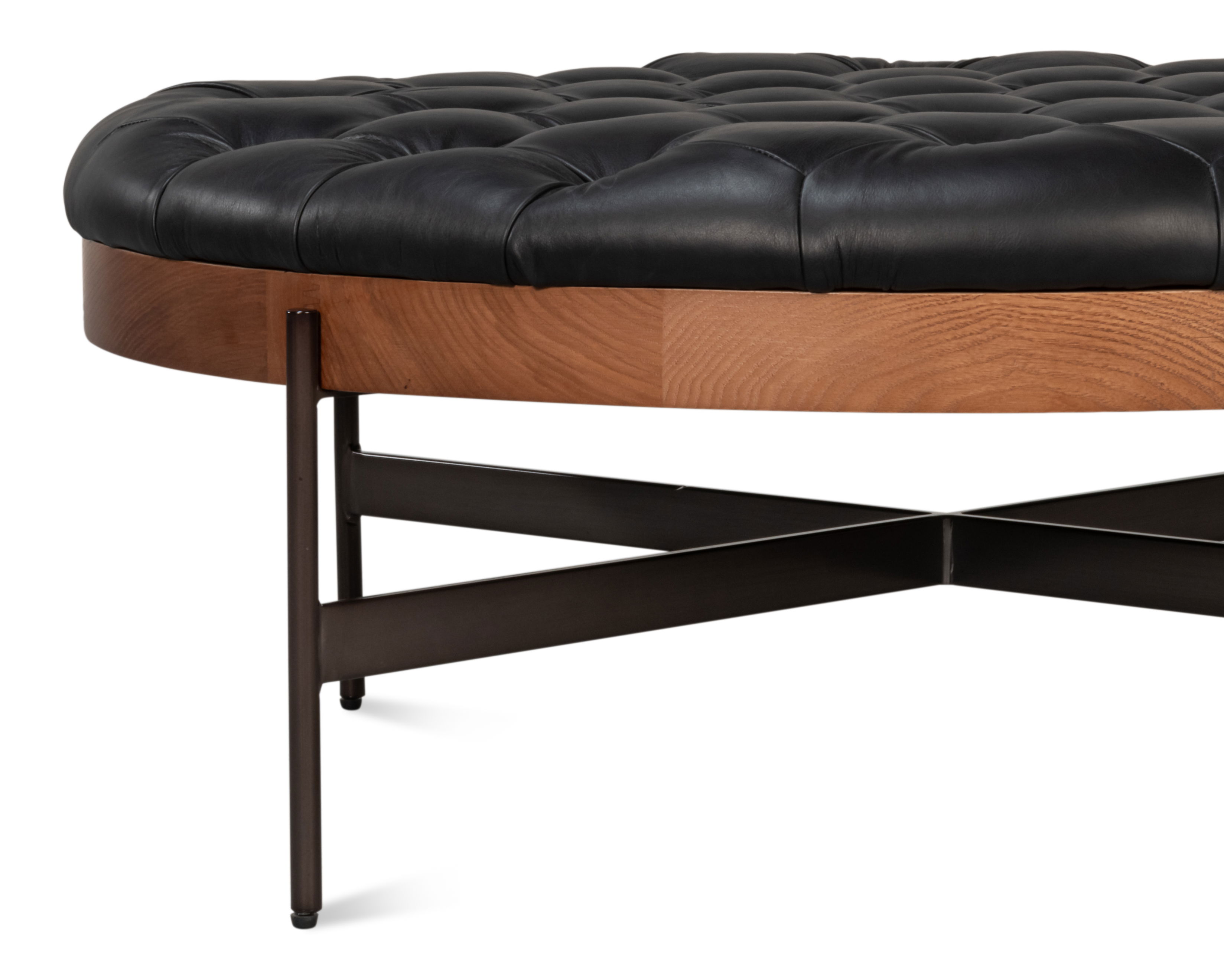 Corbet Cocktail Ottoman Onyx Black Lthr large image 