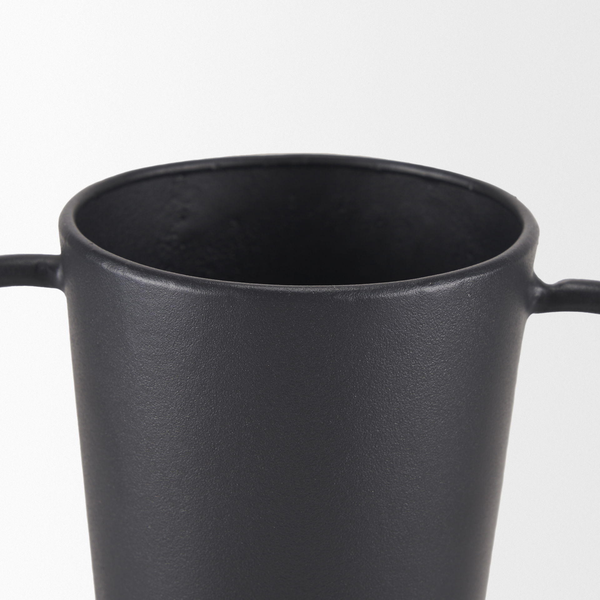 Tasya Large Matte Black with Handles Metal Vase, by Mercana, 7.09" length x 7.09" width x 11.02" height View 7